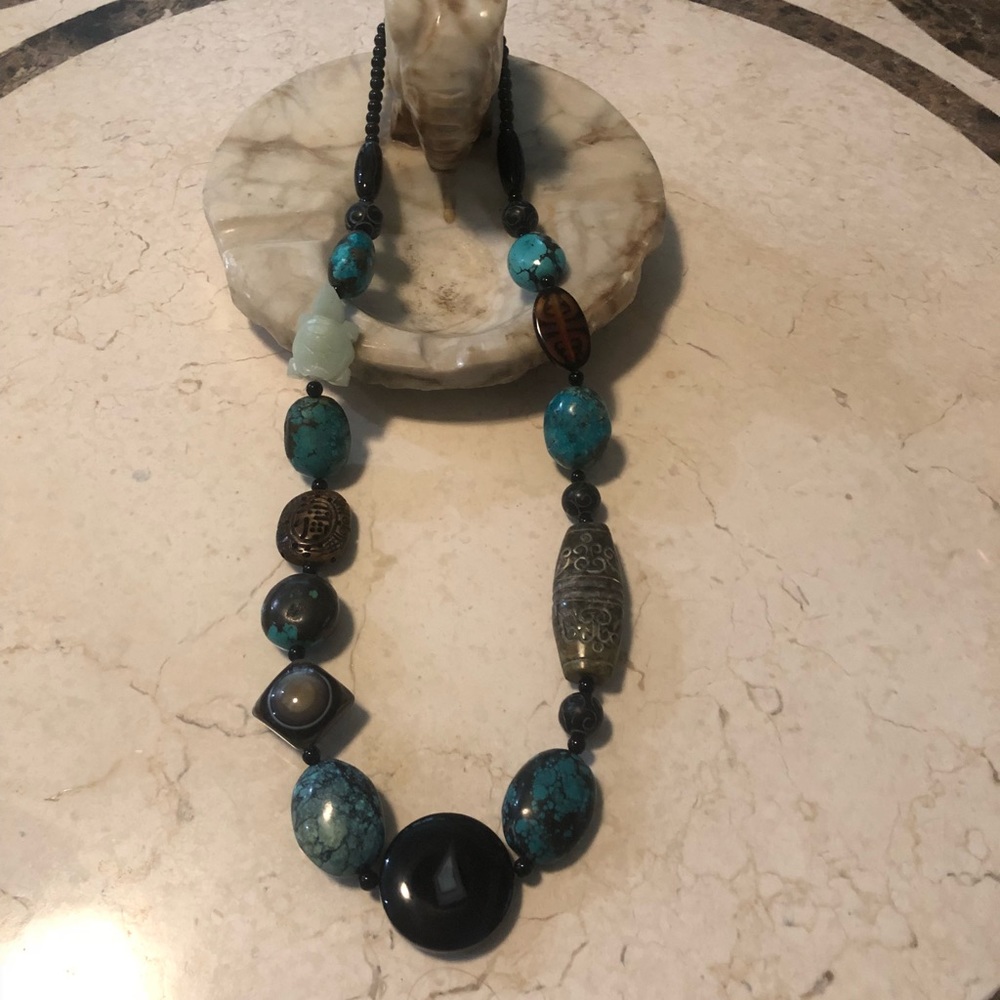 **HAND CRAFTED ALL NATURAL MIXED STONES NECKLACE**
